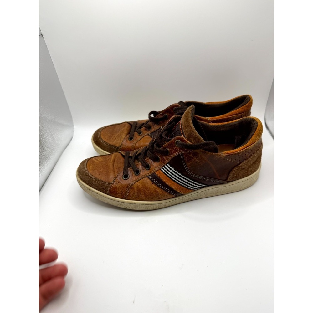 Bullboxer Bredo Mens 41 Sneakers Brown Orange Leather Low Top Lace Up Shoes - Picture 2 of 10